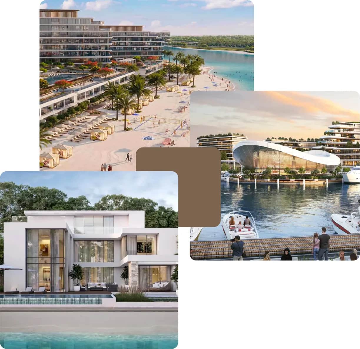 Luxury beachfront villas, marina, and modern architecture