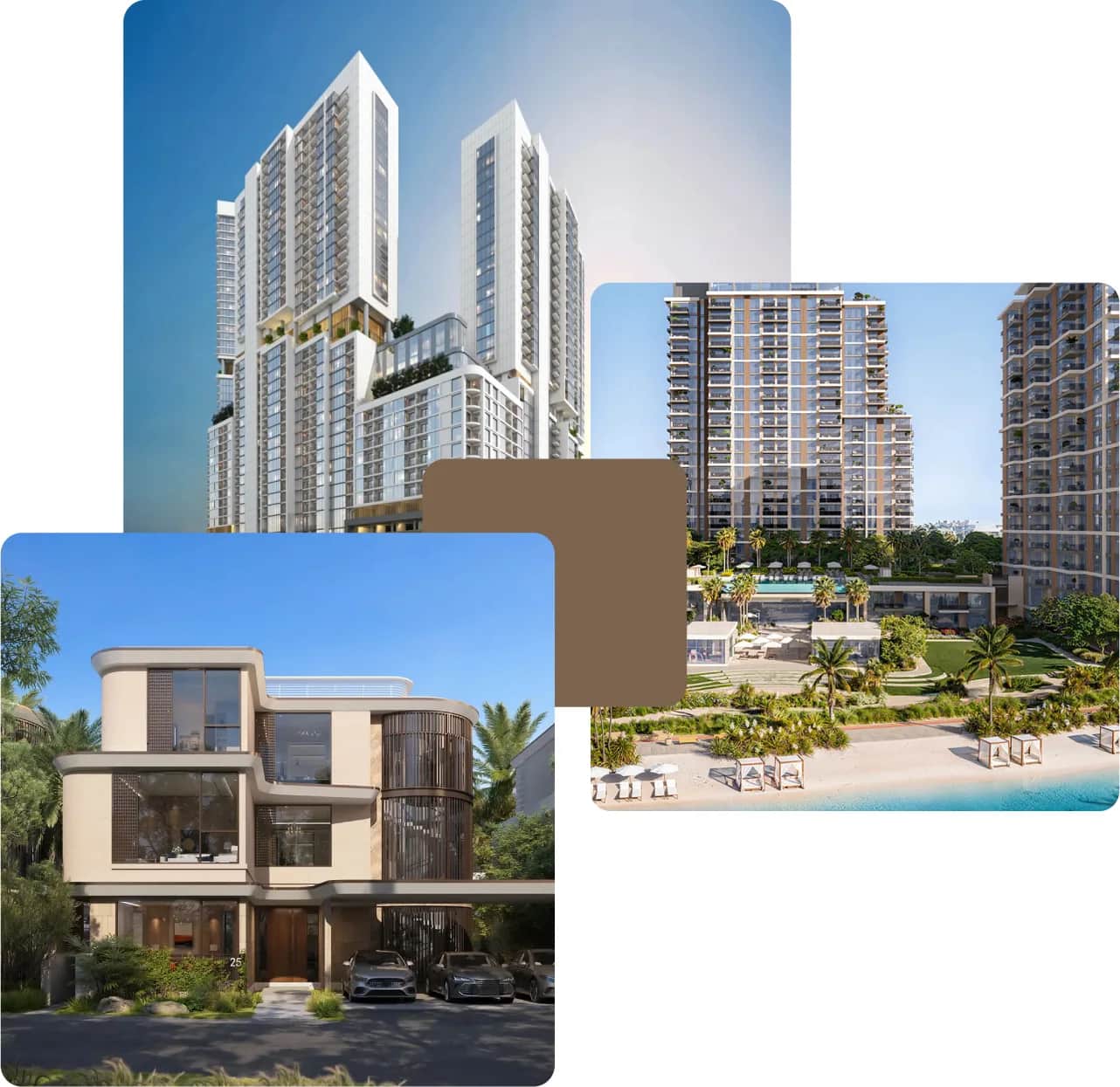 Modern Dubai towers and luxury villa community