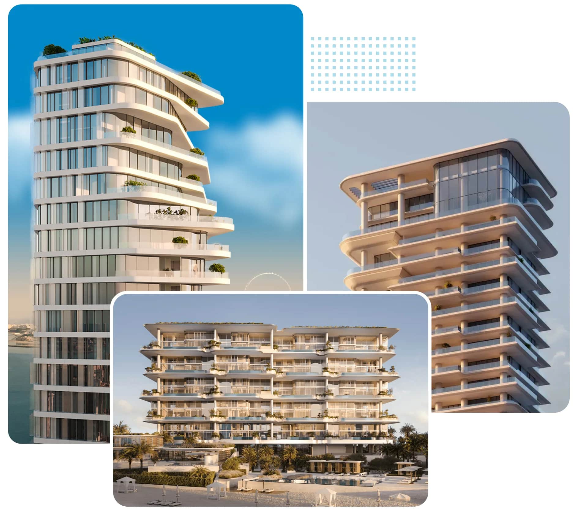 Contemporary beachfront apartment building exterior