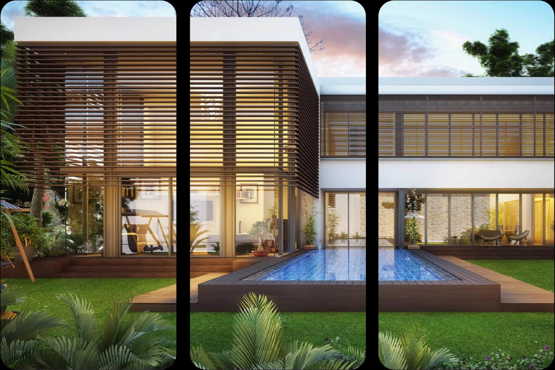 Modern villa with a private pool and landscaped garden