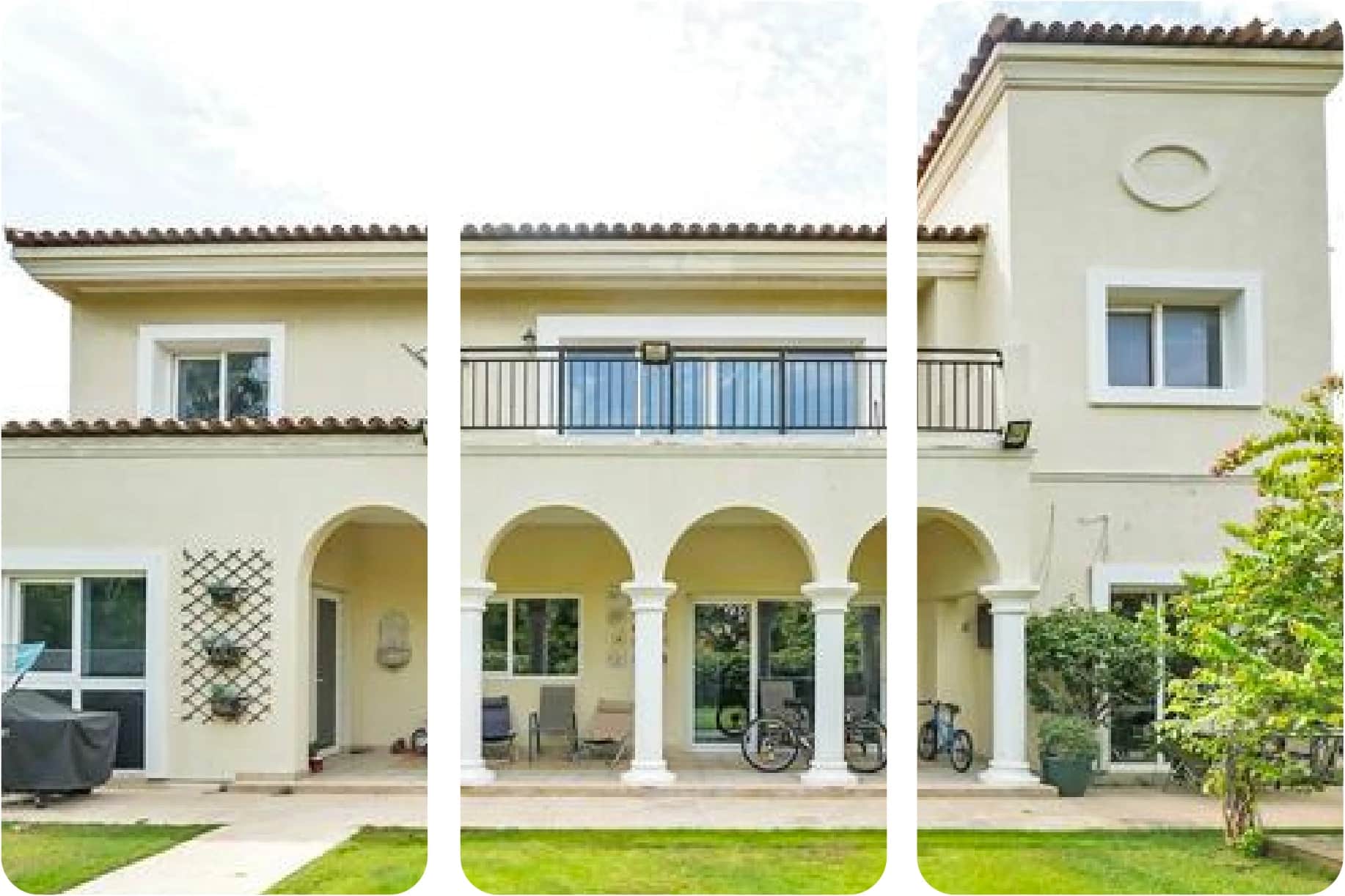 Villa exterior featuring arched columns and porch