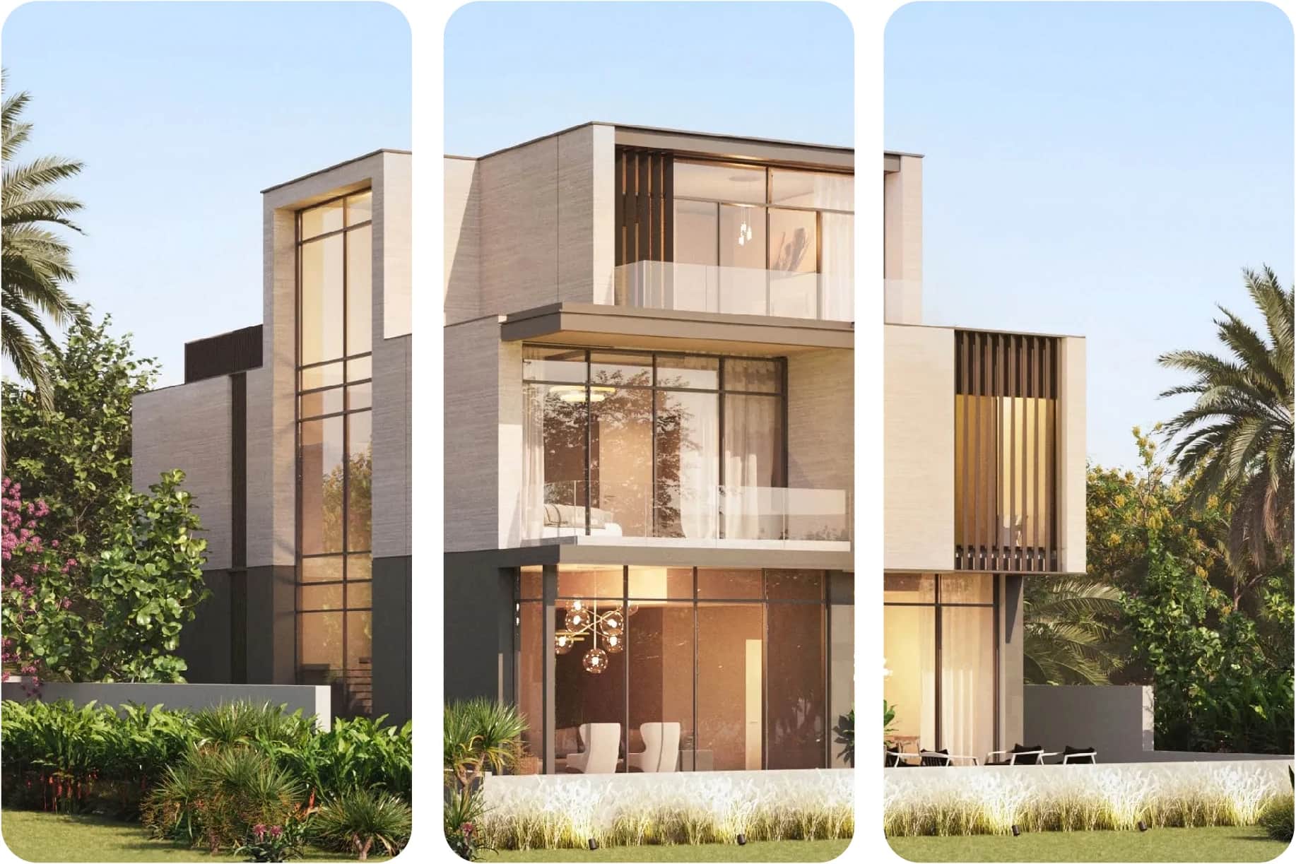 Modern multi-story villa with large windows