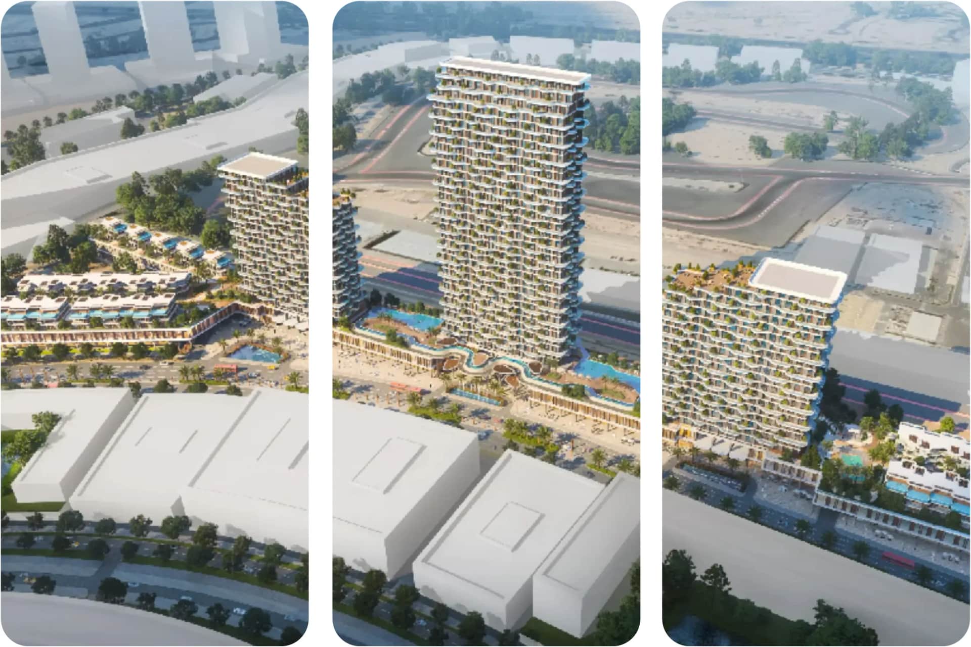 Aerial view of modern high-rise residential buildings