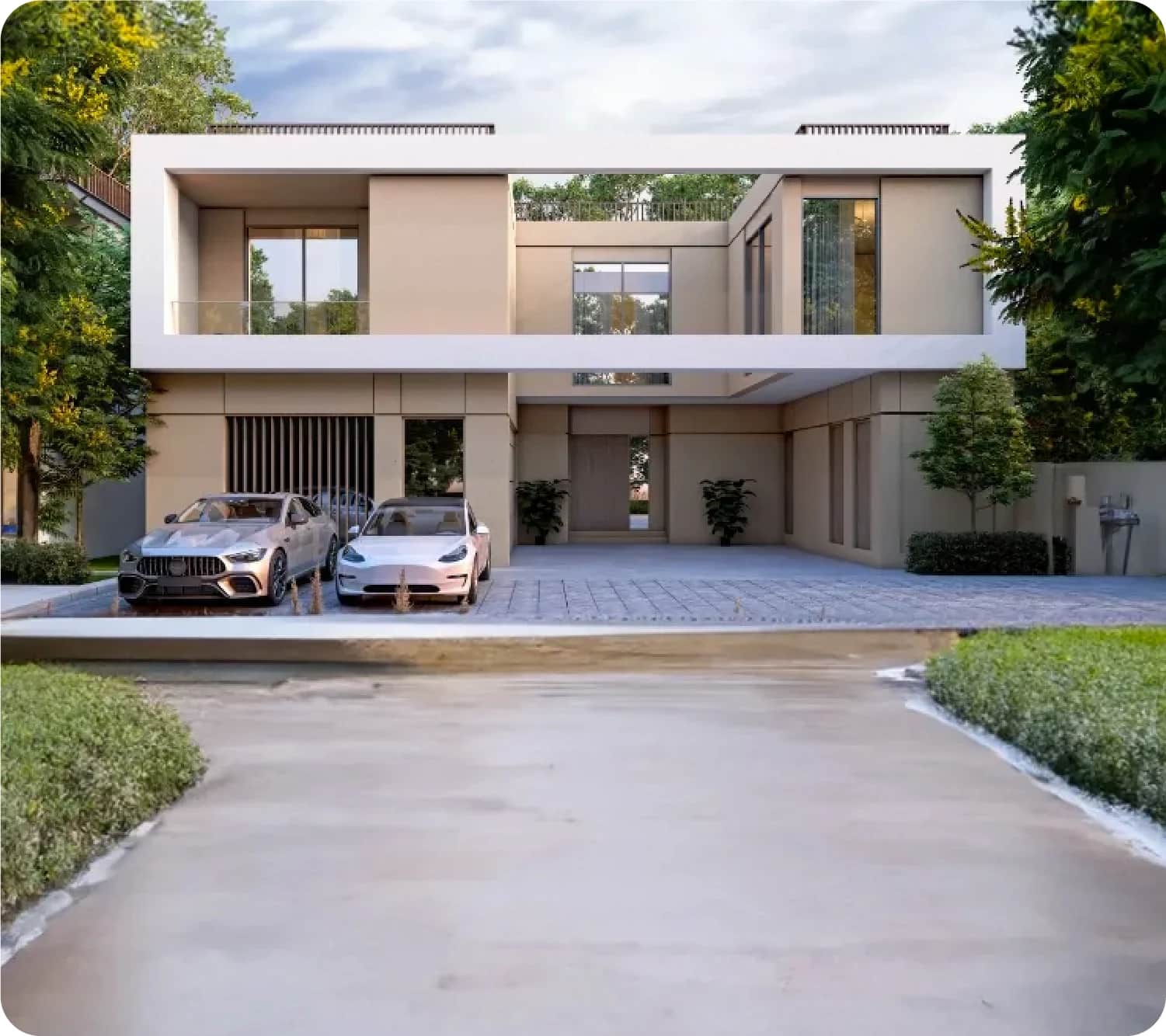 Scenic waterfront living with lush greenery and peace