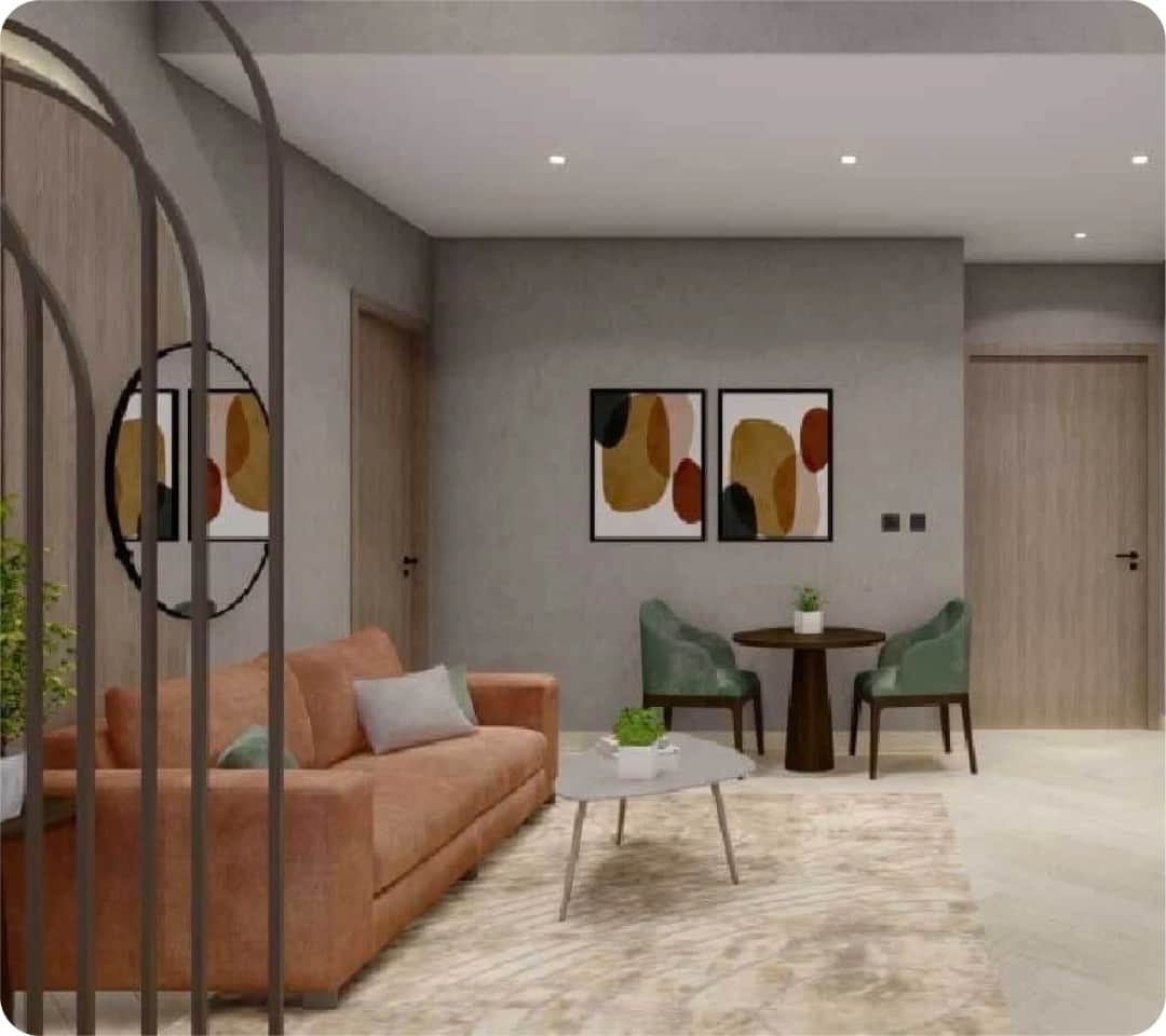 واجهة فندق فاخر مضاءة ليلاً بتصميم عصري