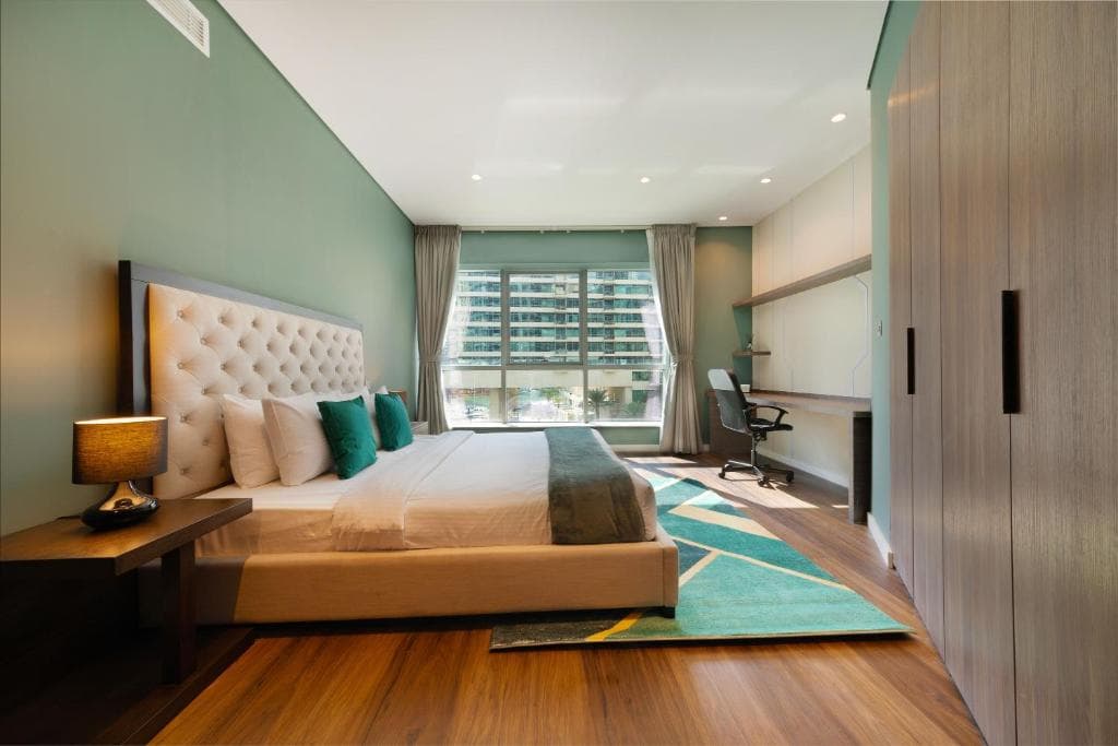 Modern bedroom with a view and a minimalist design
