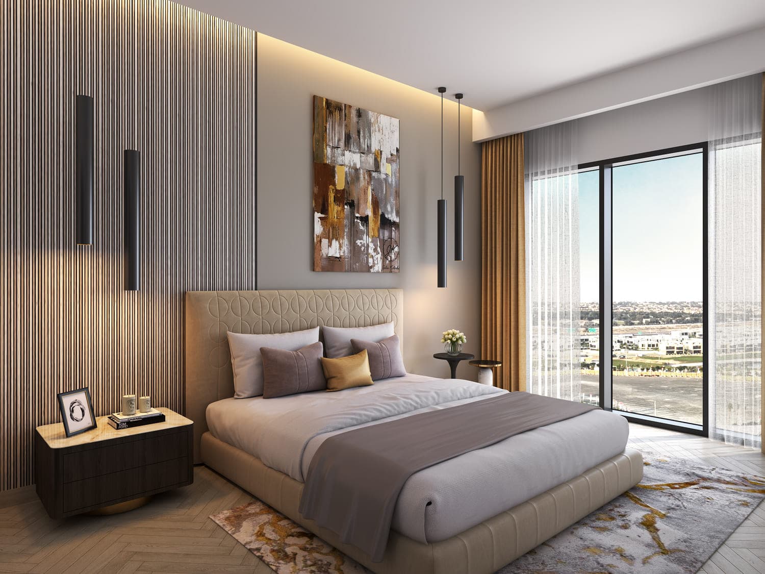 Contemporary bedroom design with modern accents