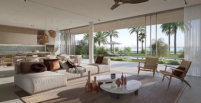 Stylish outdoor living area with chic furniture and garden