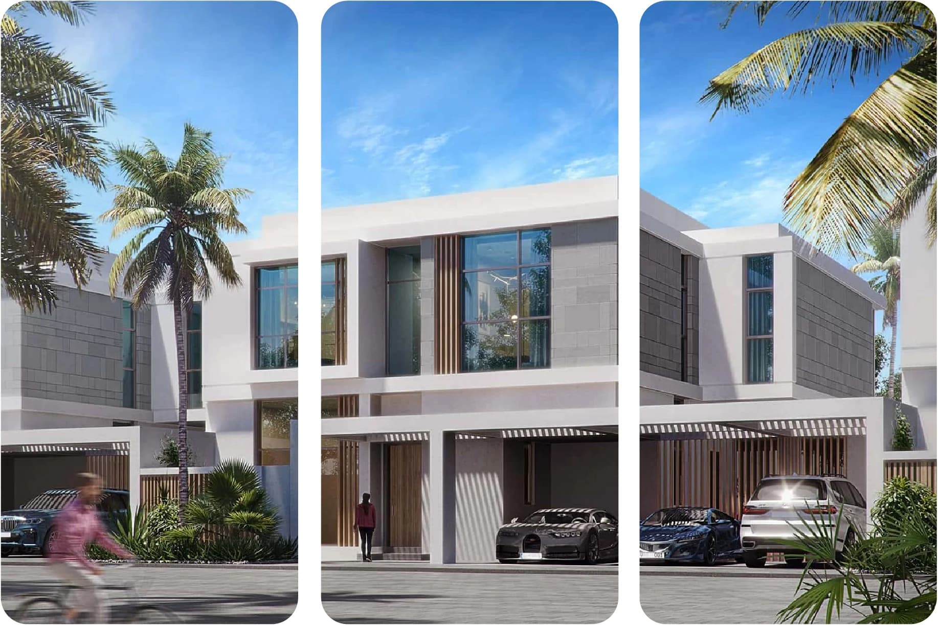 Luxury homes with sleek design and palm trees