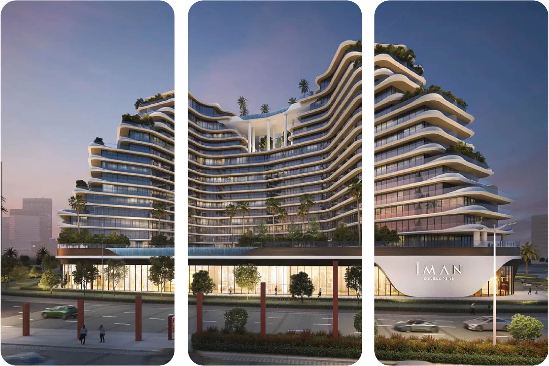 Futuristic building design with curved architecture