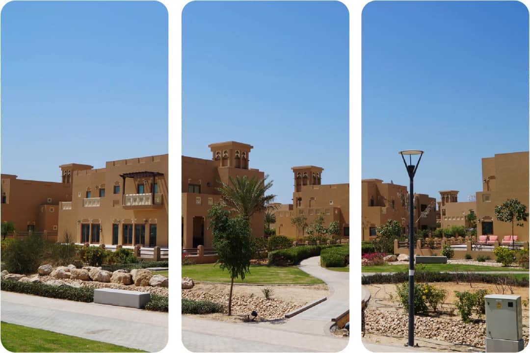 مبنى سكني حديث بتصميم أنيق ومساحات خضراء